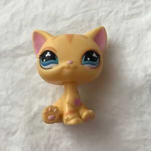 RARE Littlest Pet Shop Paws Off Feline Shorthair Cat Toy Figure Sparkly Eyes